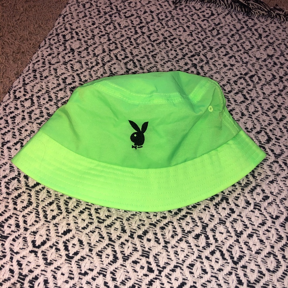 Neon green Playboy bucket hat